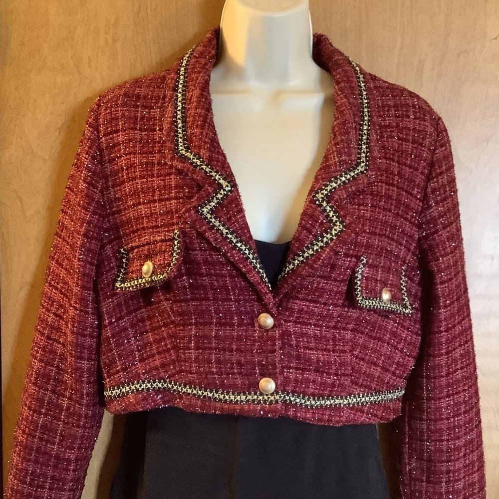 Cider Burgundy Crop Blazer